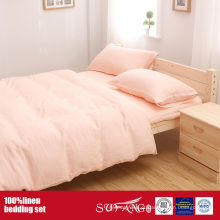 Roupa de cama de linho lavada folhas conjunto de cama de roupa de cama de linho